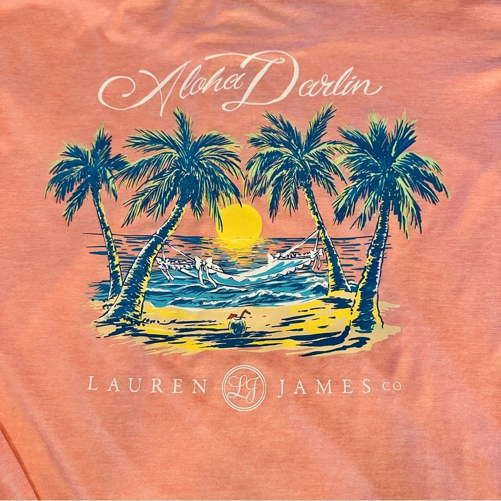 Lauren James Coral Tee with Palm Tree Design - Picture 5 of 11